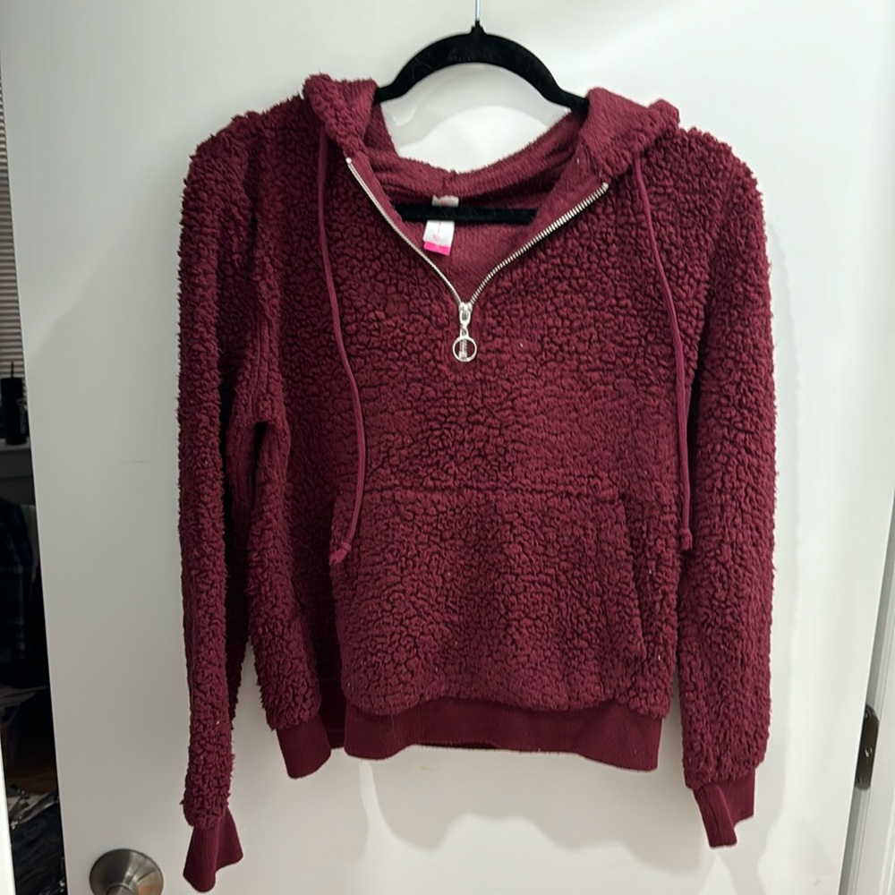 Maroon Sherpa Quarter Zip